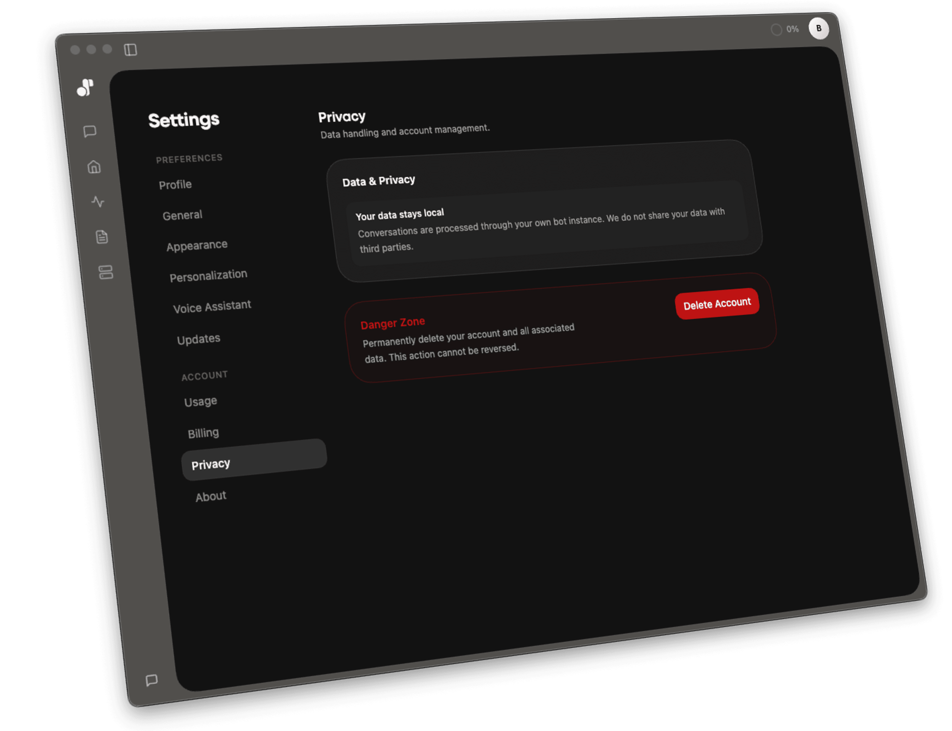 Flowly Desktop β Privacy Settings